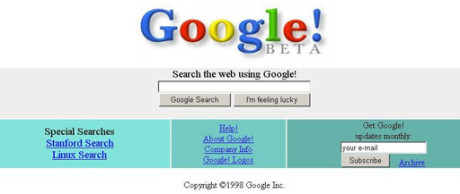 Google verzia z roku 1998